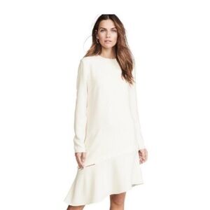 NEW! TIBI Winter White Triacetate shift dress w/ detached hem SZ 4 NWT
